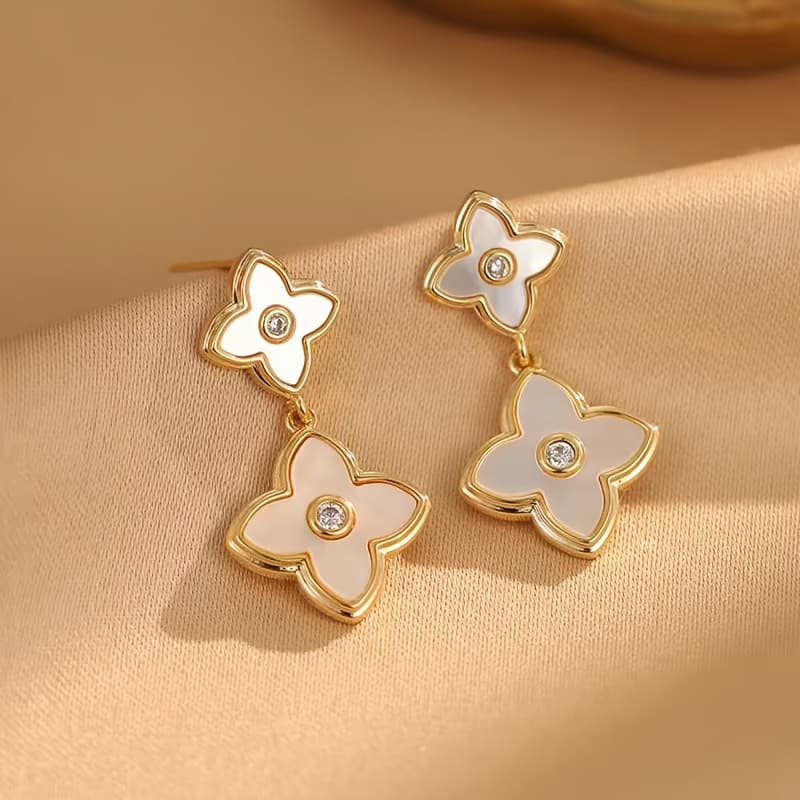 TEMU A Pair Of Bohemian Pendant Earrings, Inlaid With Synthetic Cubic Zirconia Stones, Suitable For Daily Wear And Casual Holiday Outfits