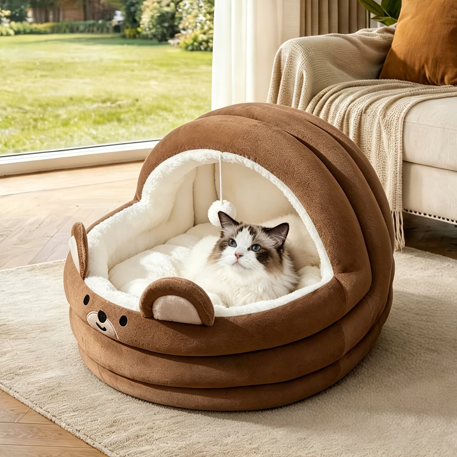 TEMU Adorable Feline Sleeping Pad, Removable, Soft, Cozy, And Warm Pet Bed