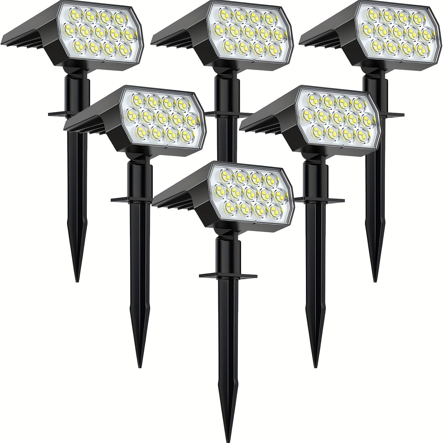 TEMU 6pcs, Outdoor Solar Spotlight, [6 Pack/52 Leds/3 ] 2 In 1 Solar Landscape Spotlight, Solar Security Light, Wall Light For Walkway Yard Garden Driveway (white, Warm Color)
