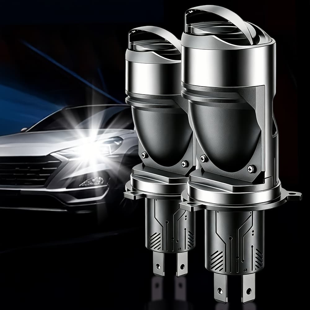 TEMU Youteliang 2pcs H4 Led Lens Projector Headlight Led Lights 57300lm 6500k White For Car Motorcycles Headlamp 12v-24v-i84, Without Battery