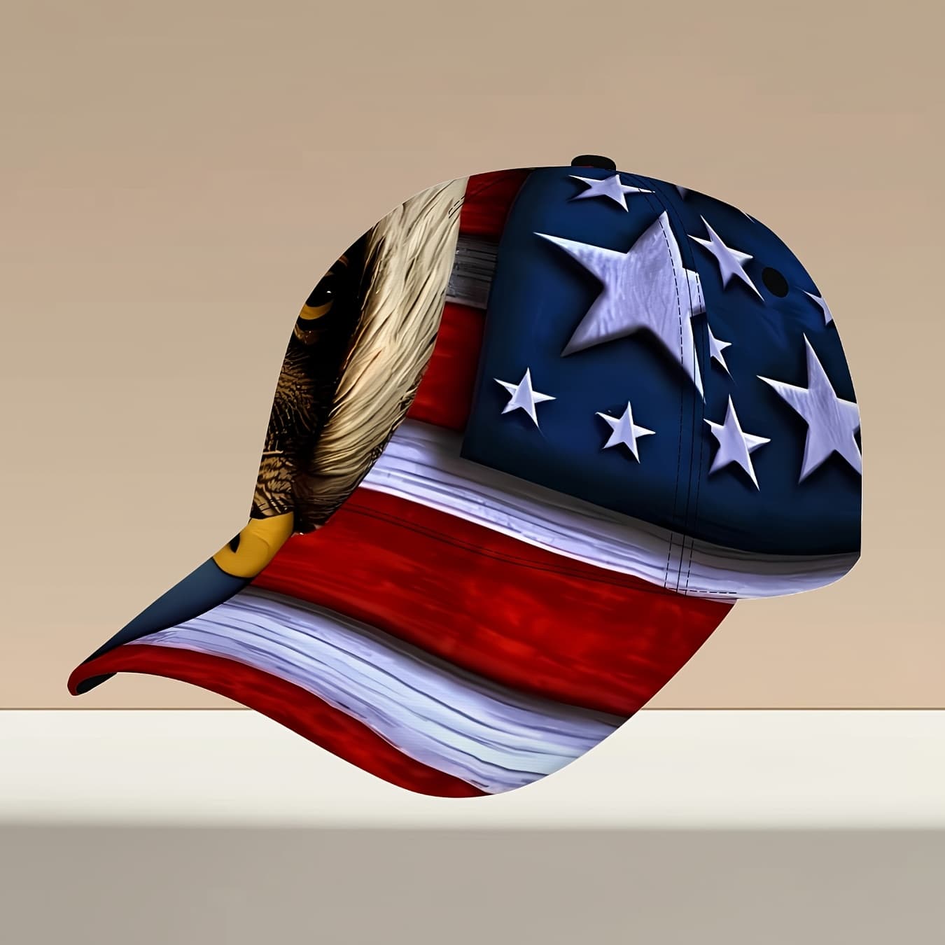 TEMU American Flag And Eagle-headed Printed Baseball , Patriotic Themed Hat, American-style , Unisex, Adjustable Size, Suitable For Outdoor Travel, , Daily Wear, Fashionable And