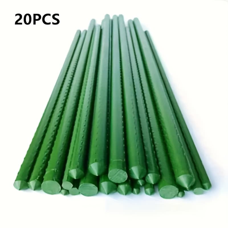 TEMU Set Of 20 Plant Support Stakes Designed For Climbing Vegetables, , And Fruits - Lengths, Sturdy Green Cylindrical Garden Stakes Are Perfect For Tomatoes, , Beans, And