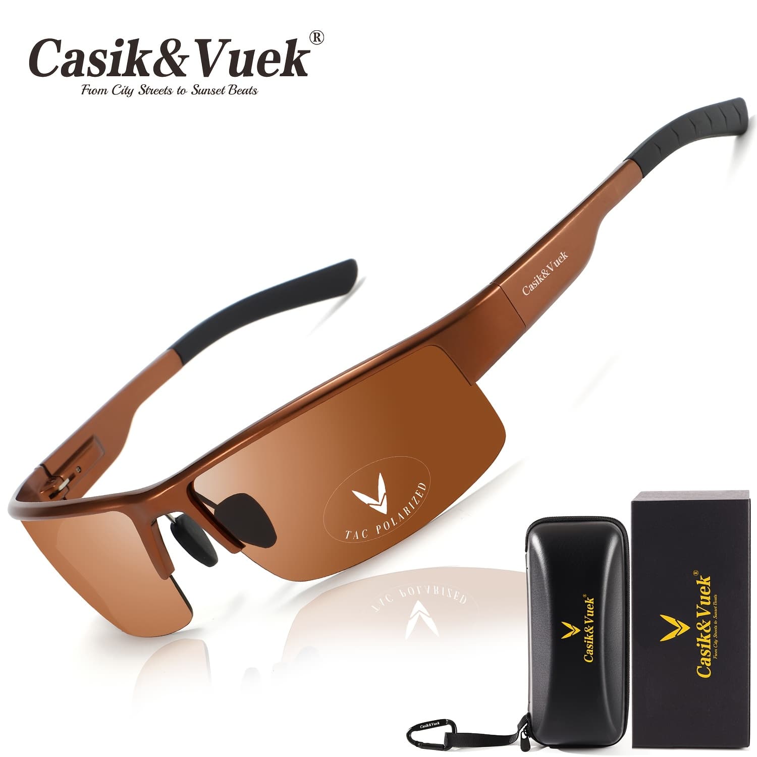 TEMU Casuk&vuek Half Frame Magnesium Aluminum Alloy Men's Sunglasses Polarized Outdoor Travel Driving Fishing Tac High-definition Lenses