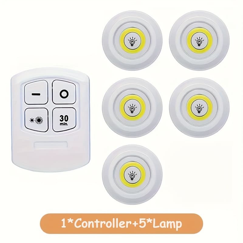 TEMU Set Of 5 Led Punk Lights - Wireless, Remote-operated, Magnetic Adhesive Night Lights Suitable For , Bathrooms, Bedrooms, Kitchens, Cabinets, And Stairs Home Decoration With Easy Setup