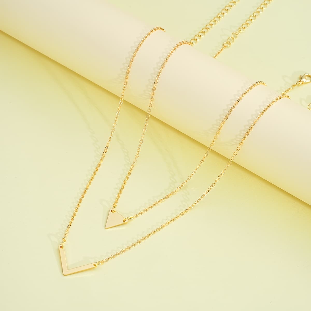 TEMU Set Of 2 Women's Stylish Chain Necklaces, Easy Japanese And , V-shaped Adjustable Necklace, Perfect For Daily Wear, Dates, Vacations, And Parties