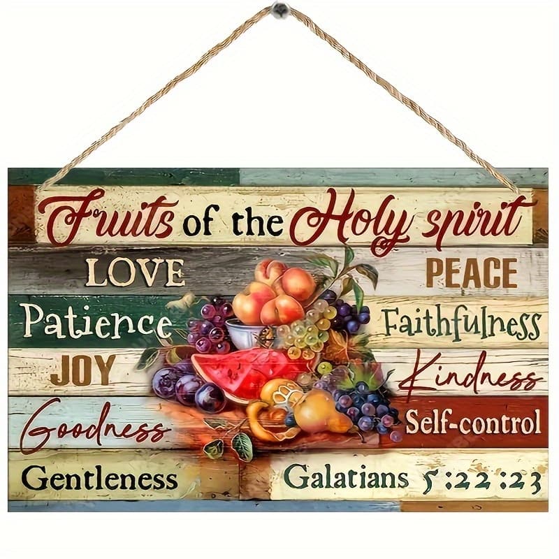 TEMU Inspirational Fruit-themed Wooden Wall Art - 7.8 X 5 Inches Framed Oil Painting With Uplifting Bible Verse And Spiritual Quotes - Ideal For Home Decor, Office, Or Gifts