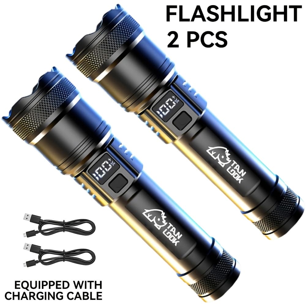 TEMU Rechargeable Led Torch - Compact, Usb Rechargeable, Lithium Battery, Ideal For Outdoor Activities Like Camping, Fishing, Hunting, Hiking, And Emergency , Camping