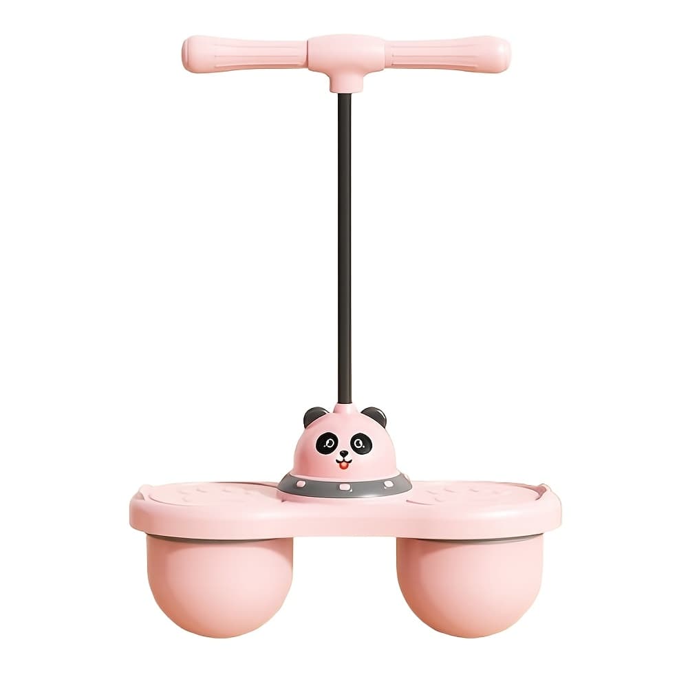 TEMU Cartoon Panda Jumping Ball Toys Double Ball With Handle Kids' Bouncy Ball Durable Adjustable Grip Outdoor Bouncing Ball, Send Gas Cylinder And Gas Needle