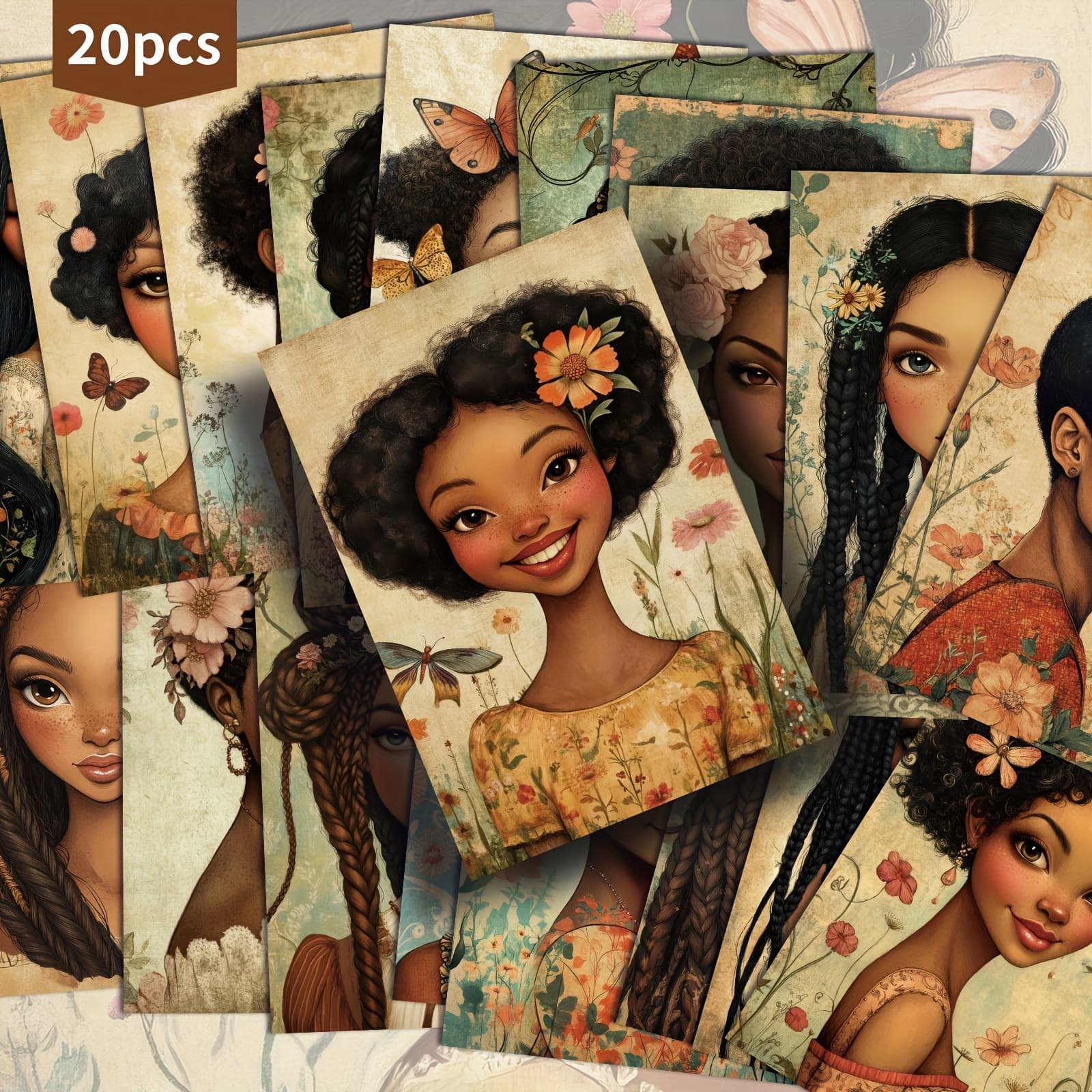 TEMU 20 Pack Girl Paper Postcards -4x6 Inches Journal Paper, Classic Pinup Illustrations, Collectible Decorative Painting Cards For Scrapbooking & Crafting