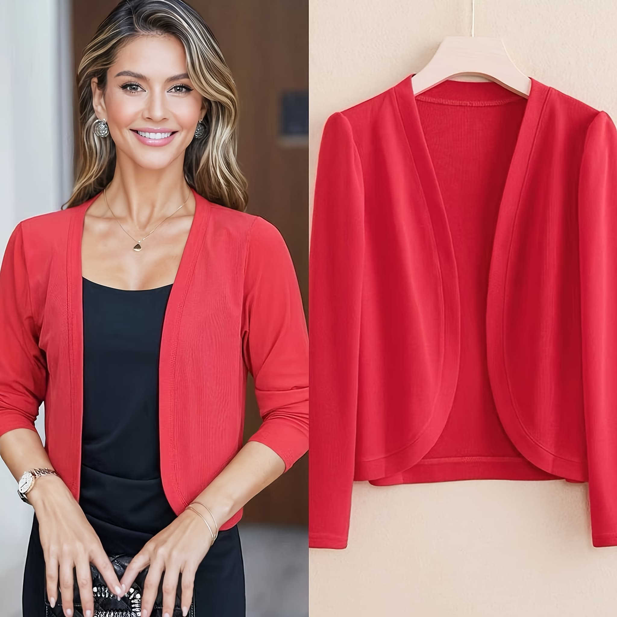 TEMU Summer Women's Versatile Short Small Jacket Slim Fit Small Shawl With Skirt Suspenders Small Cardigan - Perfect Gift