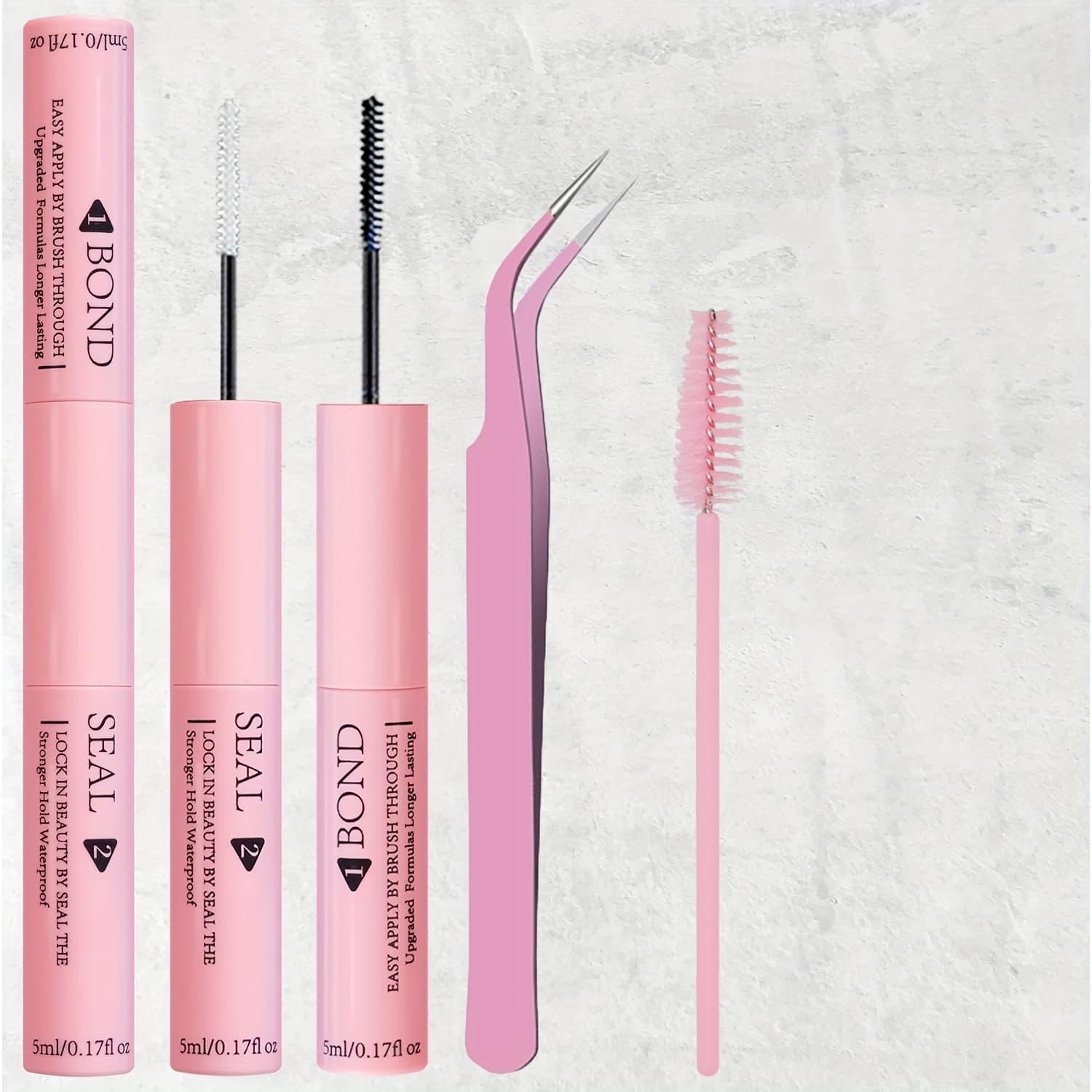 TEMU Set Of Pink Glue, Tweezers, And Brush. Is Mild And Non-irritating. Resistant To Water, Sweat, And Makeup Smudging, Making It Ideal For Fitness, Swimming, And Travel
