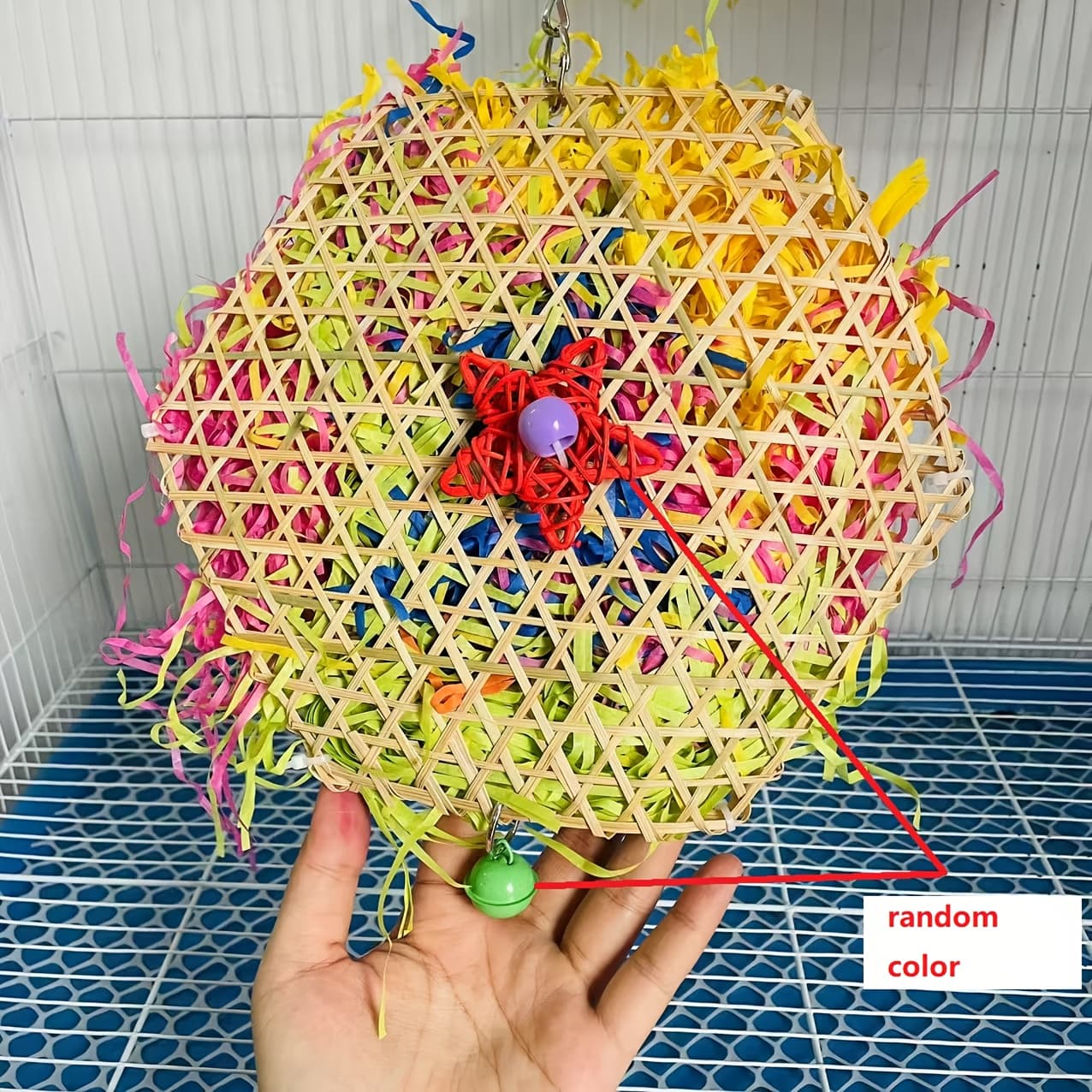 TEMU 1pc Parrot Toy, Parrot And Bird Cage Toy, Durable Chewing And Tearing Entertainment Toy, Bird Stress Relief Random Colors