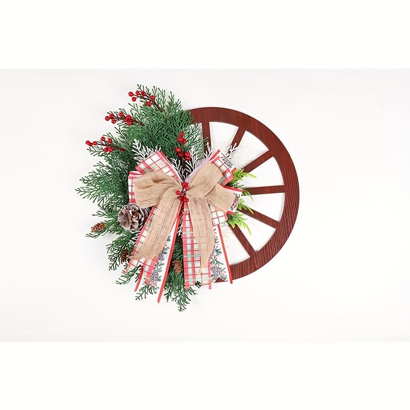 TEMU Wheel Christmas Bowknot Wreath Fall Wreath For Front Door Wooden Hanging Ornament Wreath For Indoor Outdoor