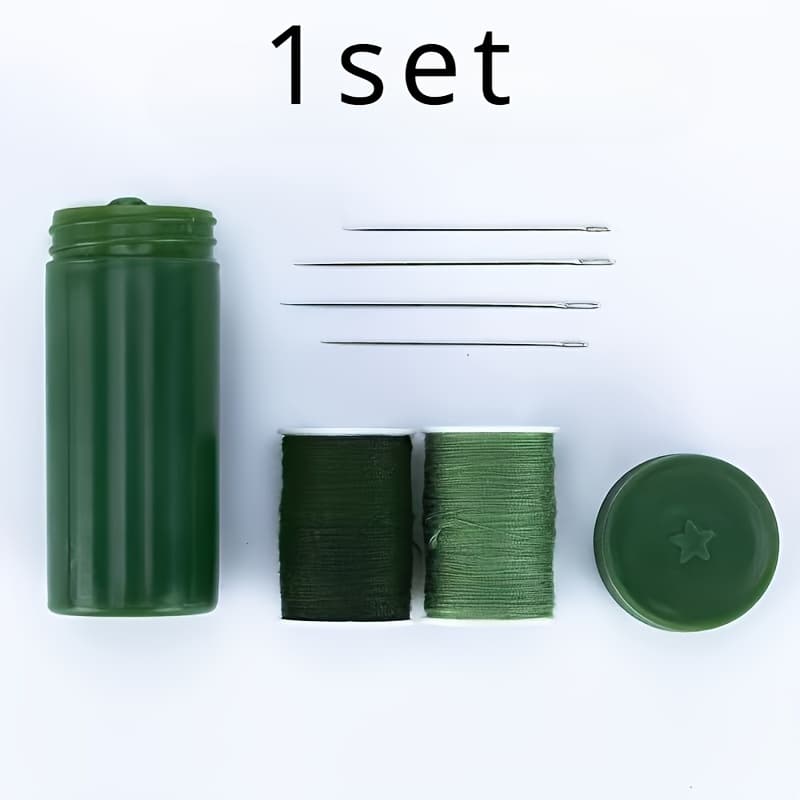 TEMU 1/2/3sets, Sewing Project Kits With Compact Army Green Cylinder Case, Emergency Repair Essentials, Threads, And Travel Sewing Supplies For Quick Fixes