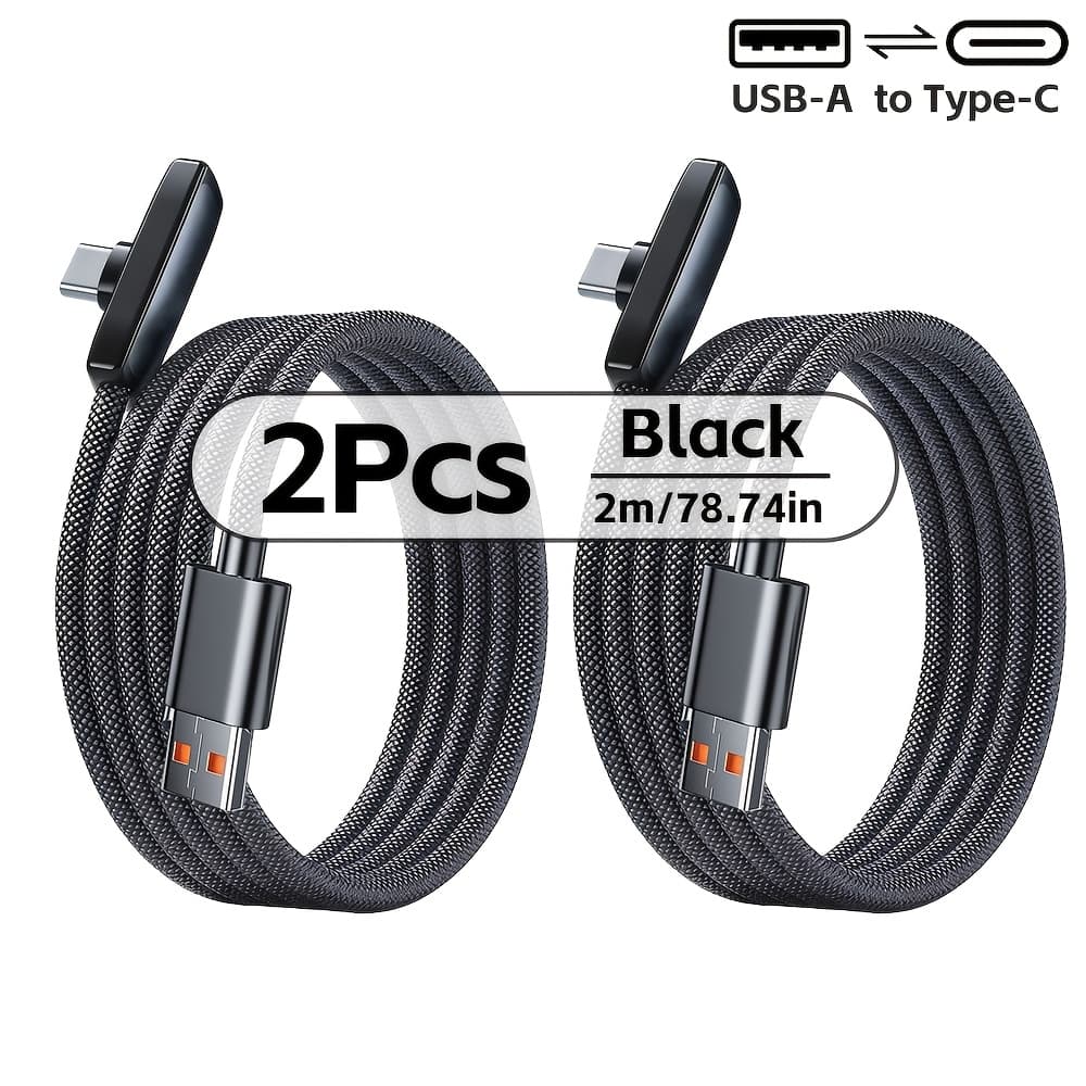 TEMU Kaxoe 100w Fast Charging 90-degree Elbow Usb C Phone Charger Cable | Pd Type-c To Type-c, Fast Charging, Data Transmission, Round Pvc Cable For Iphone, , Oppo, For Xiaomi