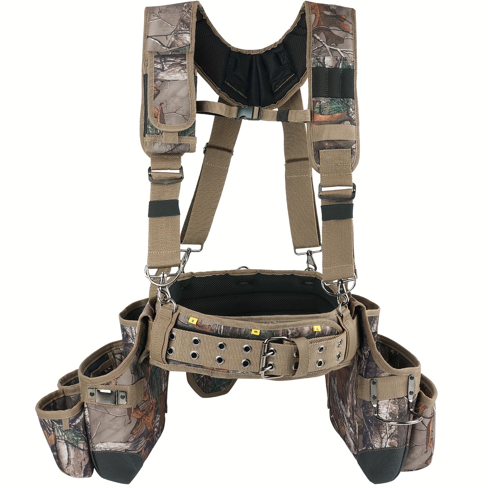 TEMU Tool Belt With Suspenders Tool Bag Suspenders Framers Comb Apron Tool Belt Construction Tool Pouch Builder Heavy Duty Carpenter Suspension Rig For Electrician, Roofing,
