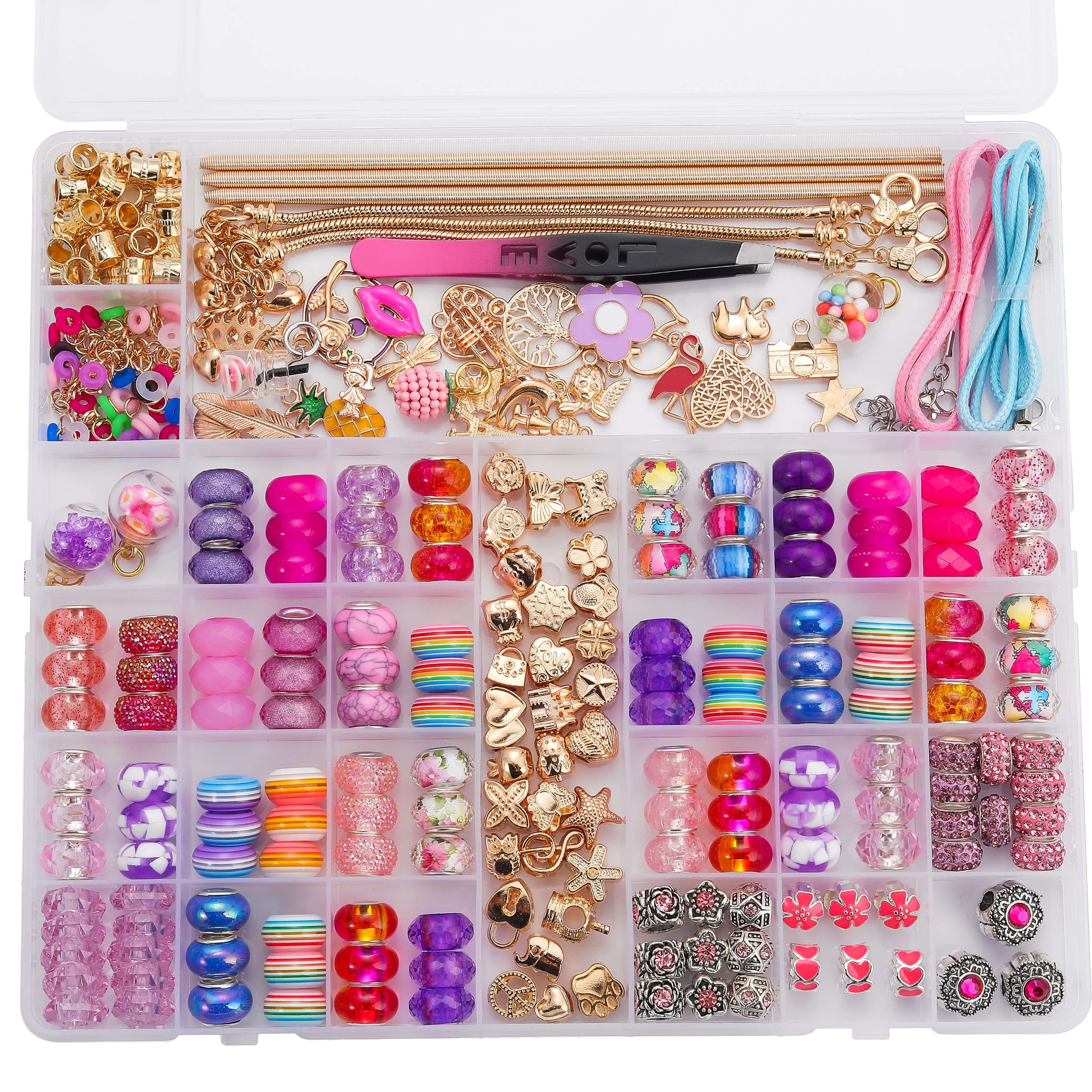 TEMU 305pcs Charm Bracelet Making Kit, Making Supplies With & Colorful Glass Beads, Friendship Bracelet Necklace Craft Set, Ideal Birthday Xmas Gift