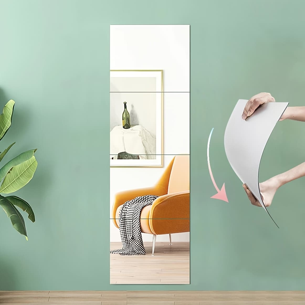 TEMU 4/8/12pcs Self Adhesive Mirror Hd Acrylic Mirror, Flexible Stick On Mirror Sheets, Frameless Wall Mirror, Plastic Mirror Wall Stickers, Home Decoration Is , Mirrors