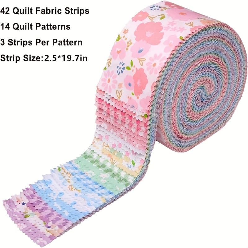 TEMU On Jelly Rolls For Quilting: 42 Strips Measuring 2.5" X 19.7" - Bundles Of Cotton Fabric Strips For Blankets, Rugs, Upholstery, Quilts, Party Decorations, And Crafts ()