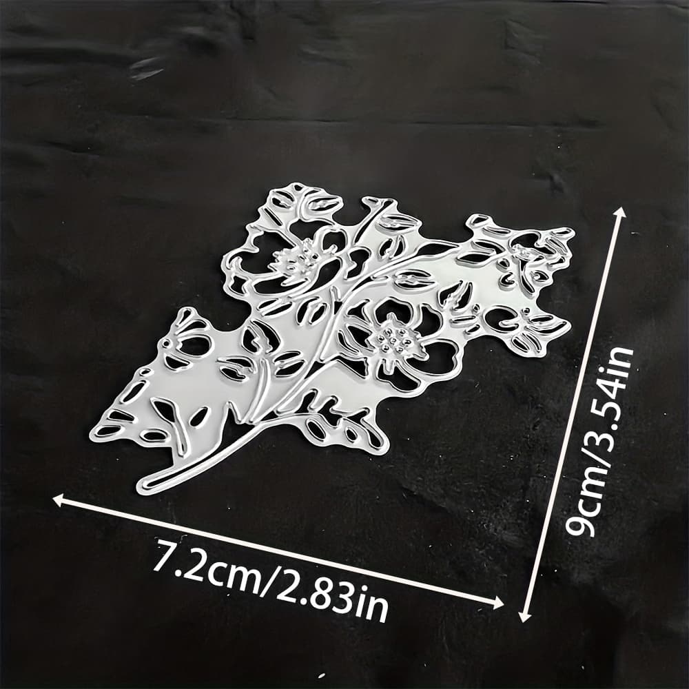 TEMU 1pc Flower-shaped Metal Cutting Die In Silver-gray, Designed For Scrapbooking, Embossing, And Handmade Greeting And Gift Cards