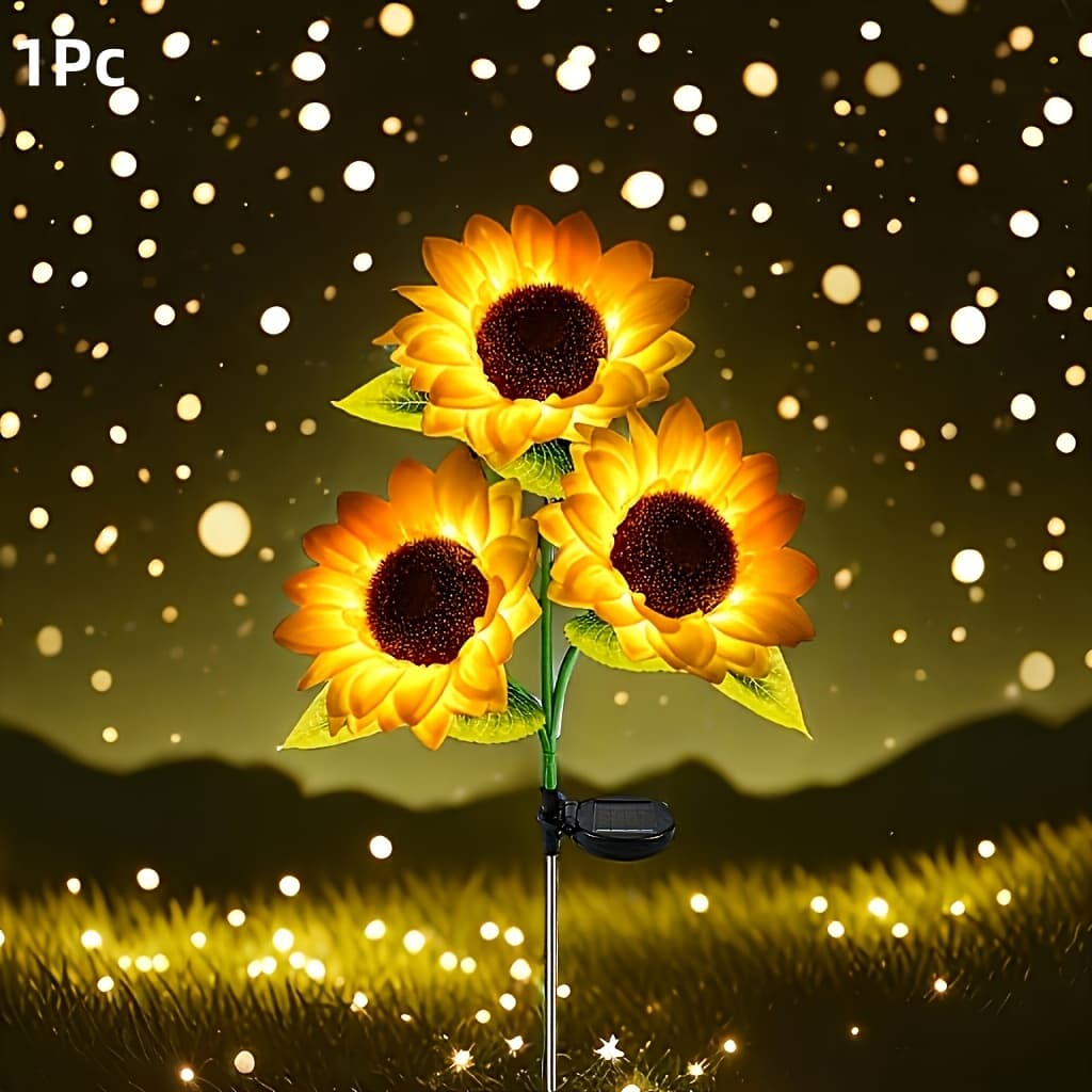 TEMU 1pc Solar Sunflower Garden Light Qutdoor Garden Decoration - Sunflower Light Solar Outdoor Light Valentine's Day Patio Lawn Passage Decoration, Solar Light String