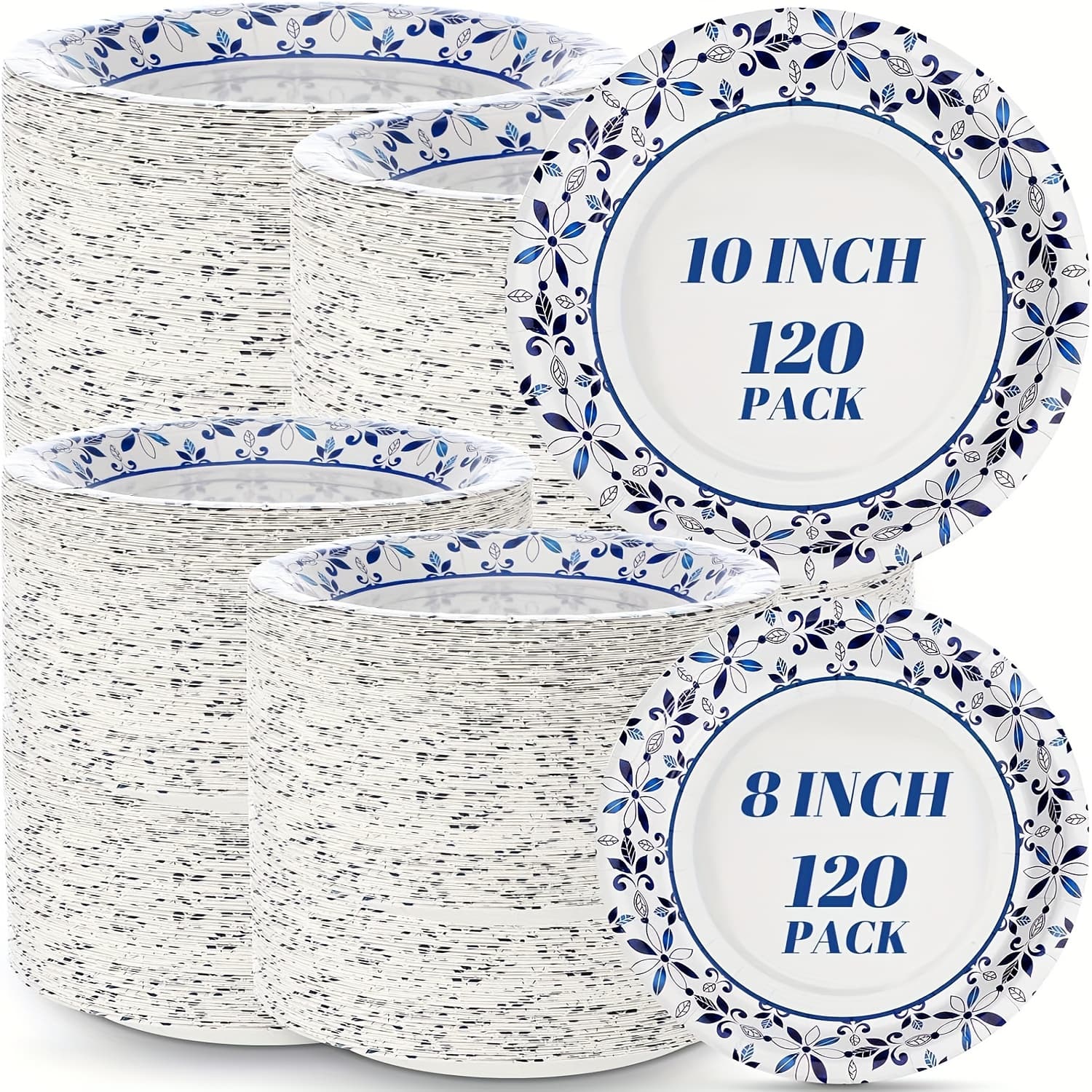 TEMU 240pcs Heavy Duty Paper Plates Disposable Plates Leaf Soak Proof Disposable Paper Plate Family Parties Picnic For Christmas, Newyear, Valentine, Party Events