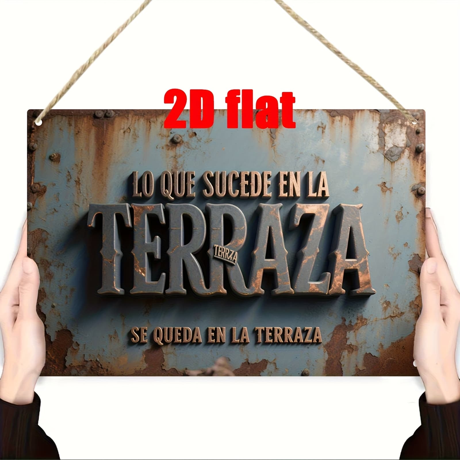 TEMU 2d Flat Wooden Wall Art Sign - Rustic Spanish Patio Sign With Floral Decor, 25*15 Cm, Suitable For Home, Garden, Patio, Porch Or Backyard Decoration, Perfect Gift For , Holiday Gift Idea