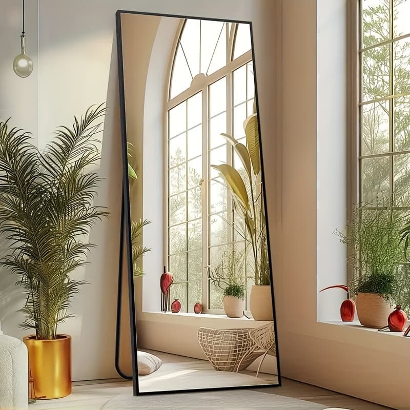 TEMU Idle Way 59x16 Arched Full-length Mirror, Vertical Or Tilted Full-length Mirror, Aluminum Alloy Thin Frame, Suitable For Room, Golden