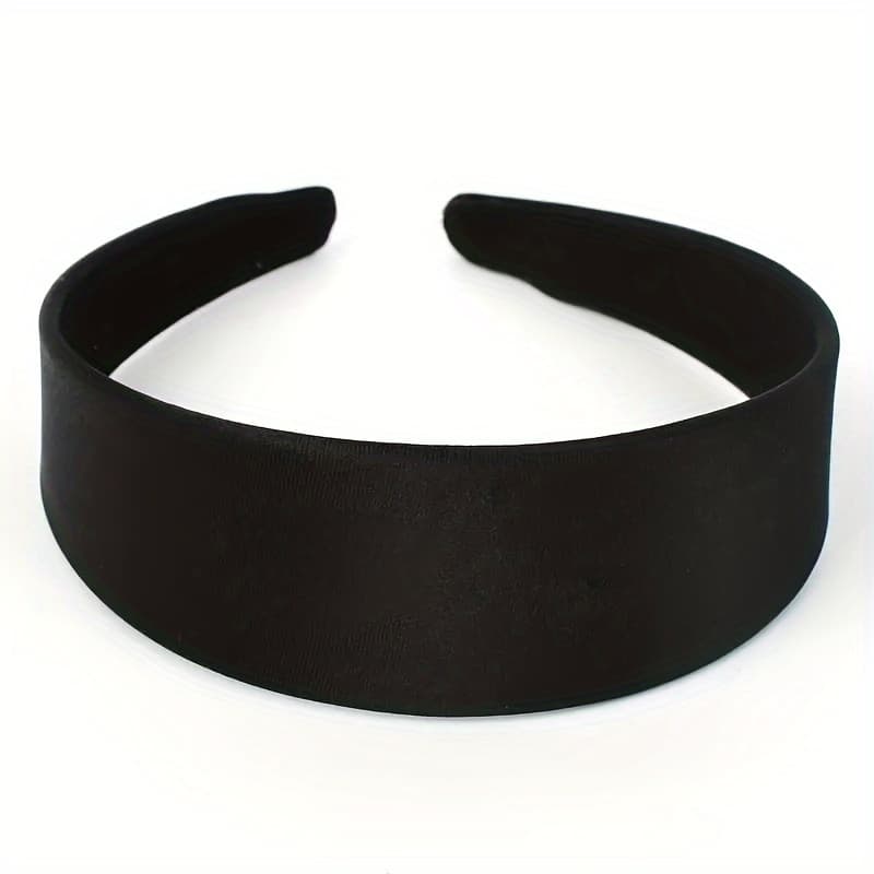 TEMU 1pcs Elegant Simple Black Full-wrap Fabric Plastic Headband For Women, Stylish Hair Accessory For Everyday Wear