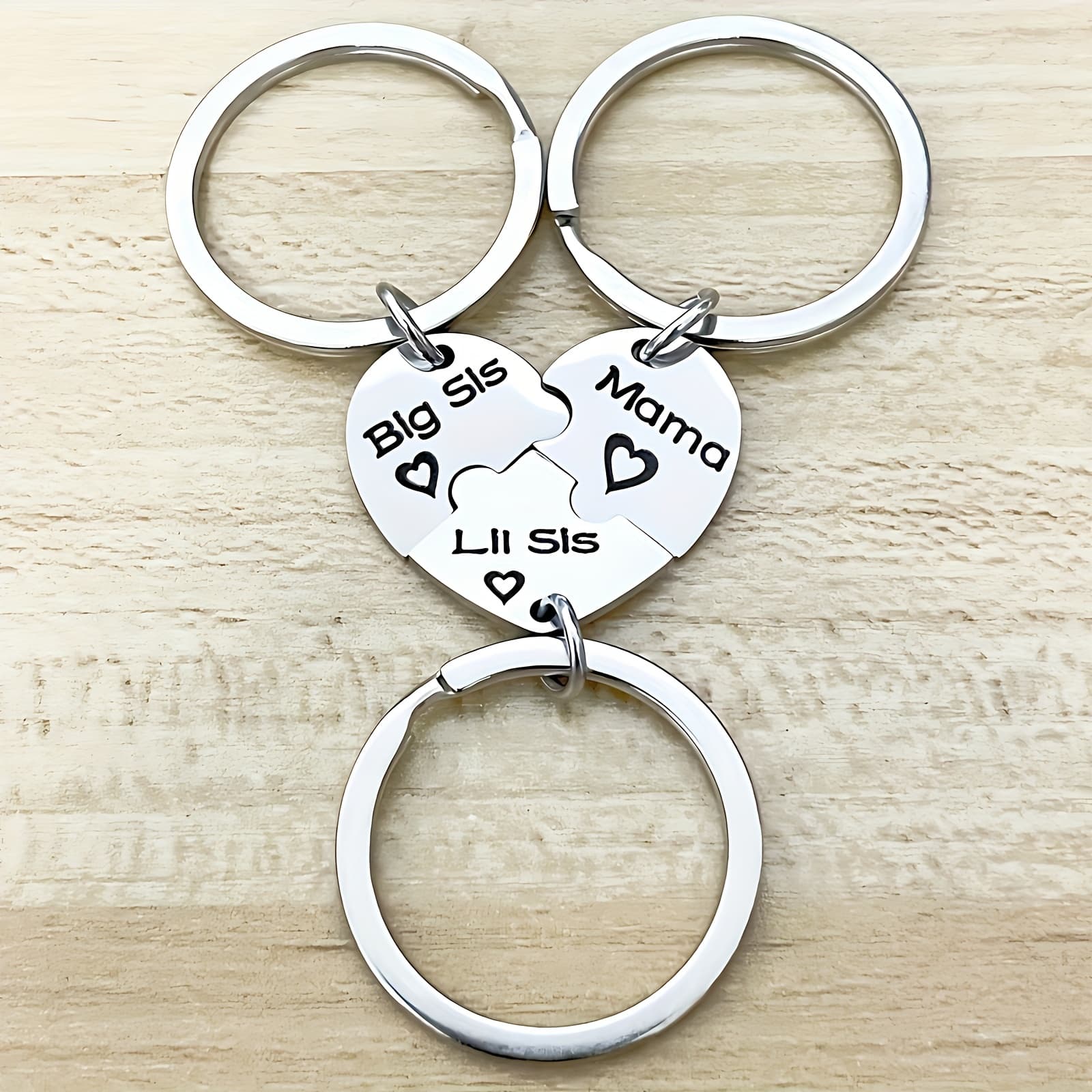 TEMU 3pcs Engraved Mom Keychain Set, Matching Interlocking Hearts, Perfect Mother And Daughter Jewelry Gift For Birthdays, Anniversaries And