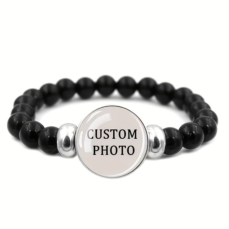 TEMU A Customized Time Synthetic Glass Bracelet That Used To Add Family Photos, Pets, Etc. A Fashionable Wristband Suitable For Gifting And Daily Wear