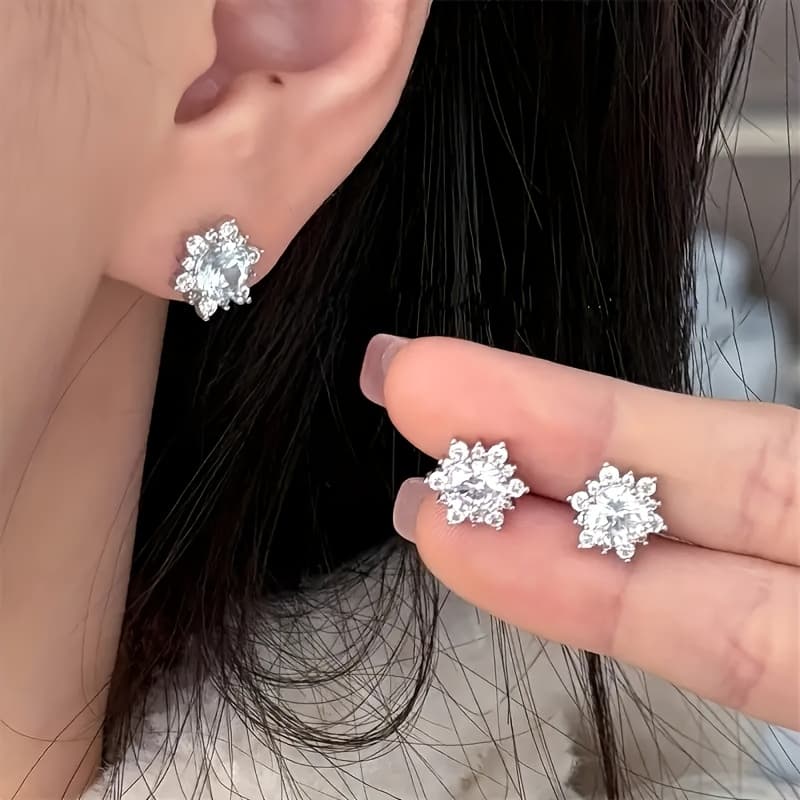 TEMU 1 Pair Of Women's Fashion Snowflake Earrings Women's Snowflake Earrings 0.06 Ounces Suitable For Parties, Ramadan And , Gifts