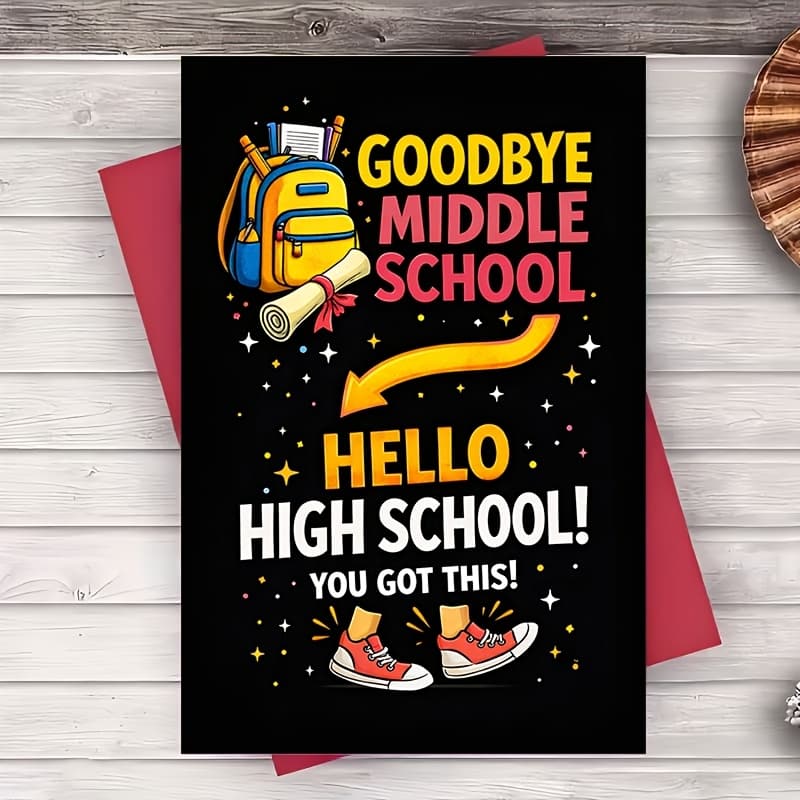 TEMU 1pc Greeting Card Goodbye Middle School School Graduation Card Congrats Encouragement Card For Students From Parents Teachers Back To School Gift