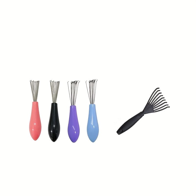 TEMU 5pcs Plastic Handle Comb Hair Brush Cleaner Multifunctional Hand Tool Comb Cleaning Brush Cleaning Supplies Embedded Beauty Tools