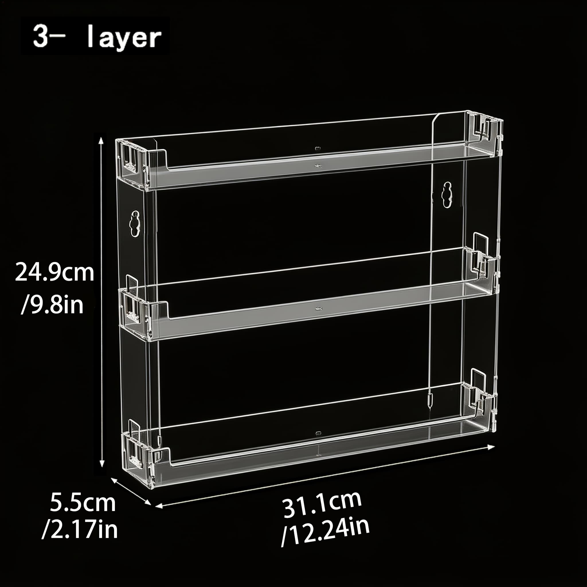 TEMU 1pc Cosmetic Storage Rack, Wall-mounted Display Stand, Multi-functional Wall-mounted Rack, Transparent Plastic, Detachable, 3 Layers, Bathroom Storage, Bedroom Storage