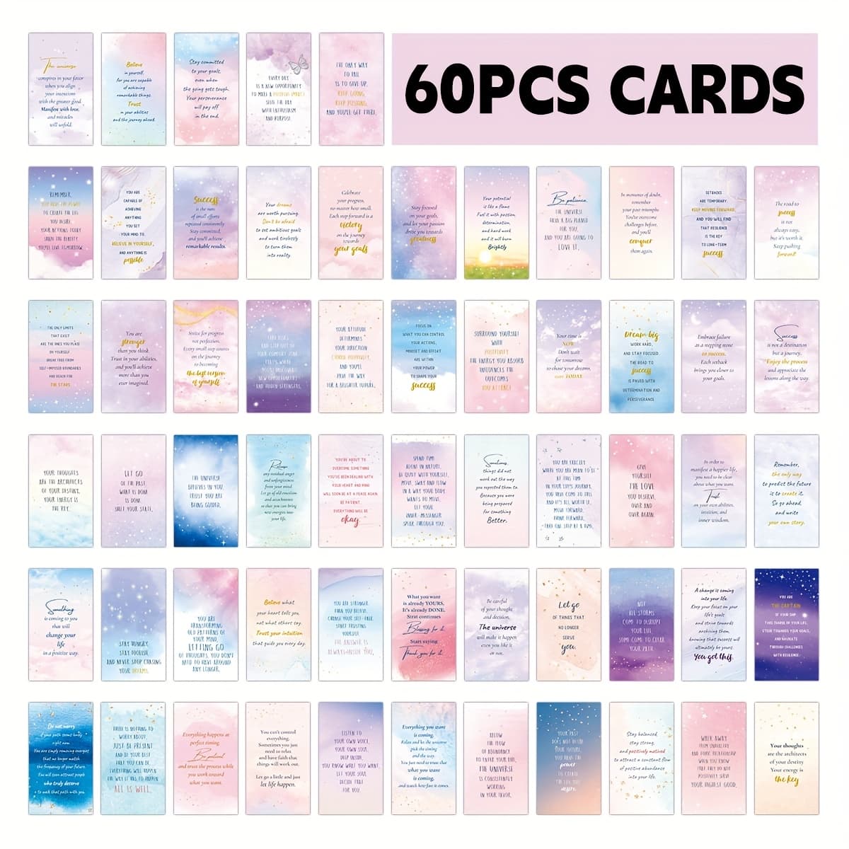 TEMU 60pcs Beautiful Encouragement Gift Cards, Fun Positive Encouragement Affirmation Cards, Card Sets - Mental Health Cards, Perfect Birthday And Holiday Gift Cards, Lunch Cards
