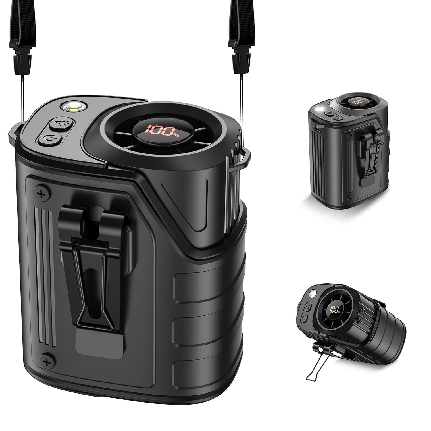 TEMU 4-in- Waist-mounted Fan - Superb / Outdoor Flashlight Function/ Outdoor Charger/ Neck-mounted Fan/ Waist-mounted Fan. With A Large-capacity Battery, Offering An Extremely Long .