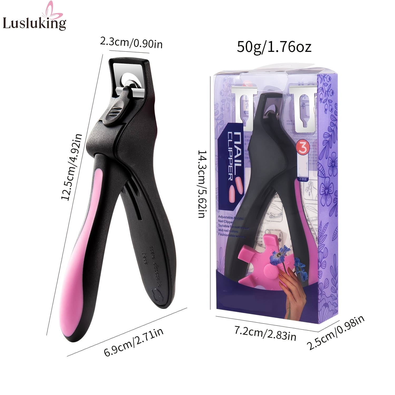 TEMU 1pc Professional Adjustable Stainless Steel Nail Clippers For Acrylic Nails - Perfect For Manicure Nail Salon Tools And False Nail Art Manicure