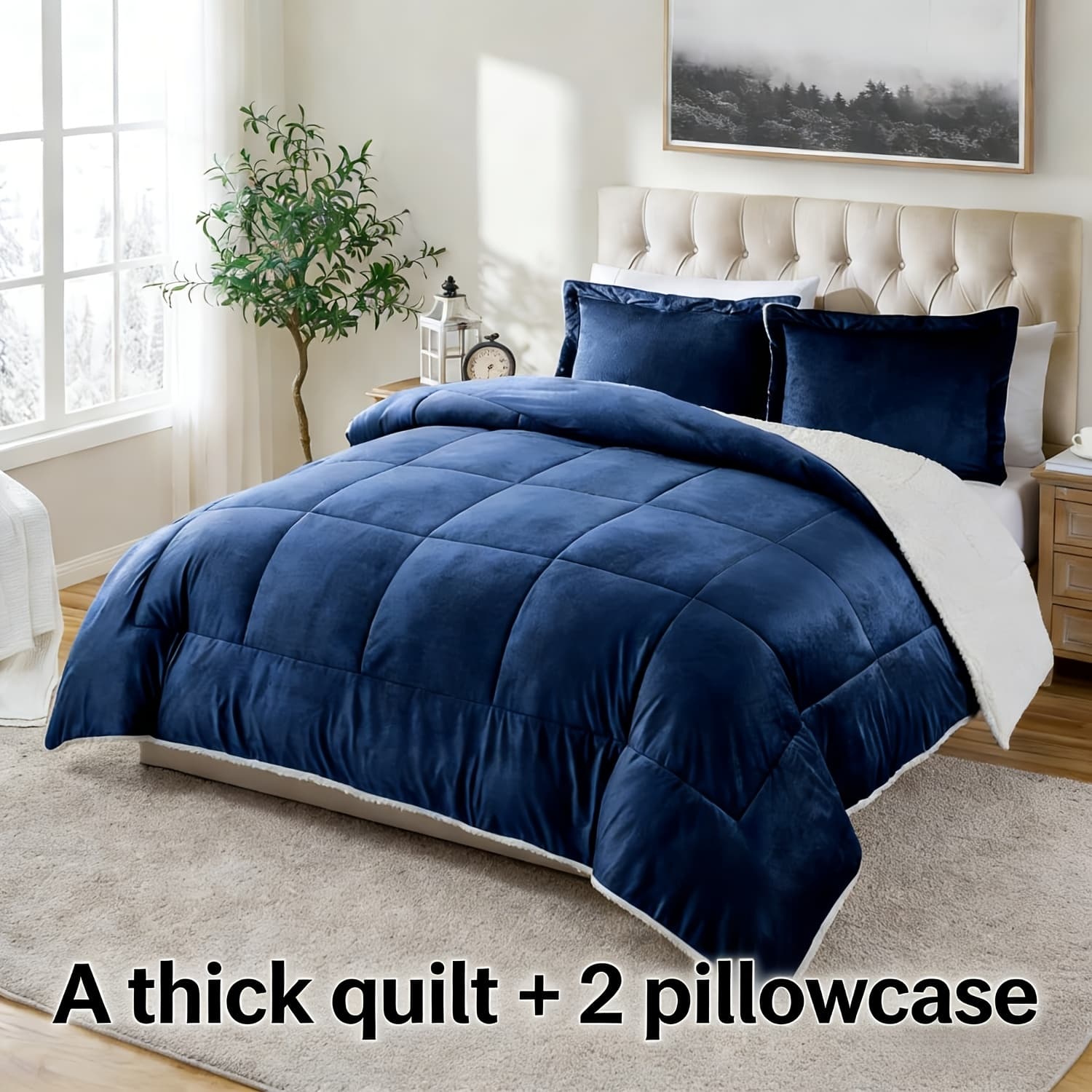 TEMU Orhopui - 1pc Comforter Comfortable And Warm Comforter Winter Blanket Down Comforter Blanket With 1/2pcs Pillowcase, Multicolor