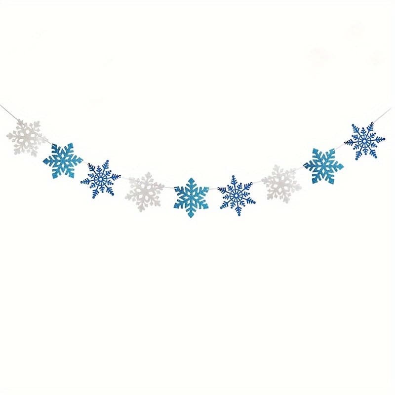 TEMU 9pcs/18pcs Of White And Blue Glitter Snowflake Banners, Perfect For Winter Decorations, Christmas Celebrations, And Birthday Photo Booth Props
