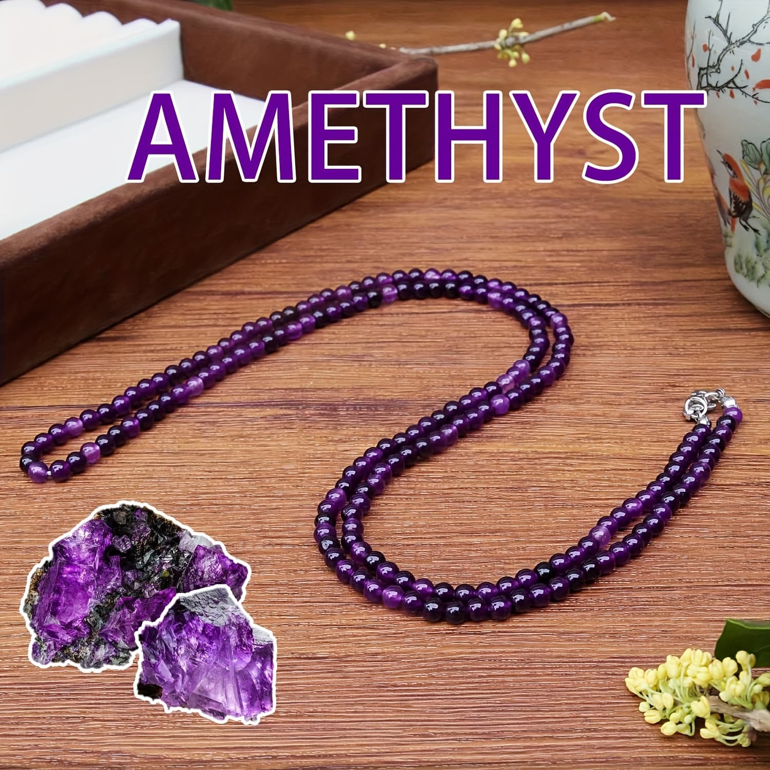 TEMU This Necklace Made Of Natural Beads Features A Lengthy Hand-stacked Design, Making It An Ideal Bohemian Stone Collarbone Chain For And Winter . It Serves As An Gift Option That Includes Quartz