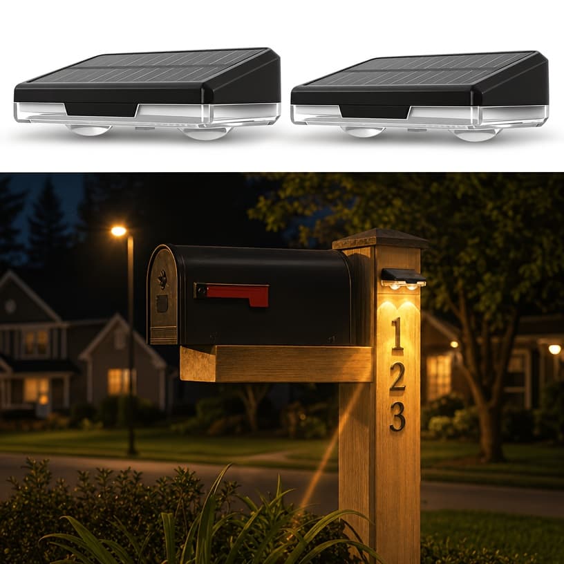 TEMU 4/2-pack Solar Mailbox Lights, Outdoor House Number Light, Dusk To Dawn Address Led Lighting, Light Up Wall Sign, 3000k/4500k/6000k