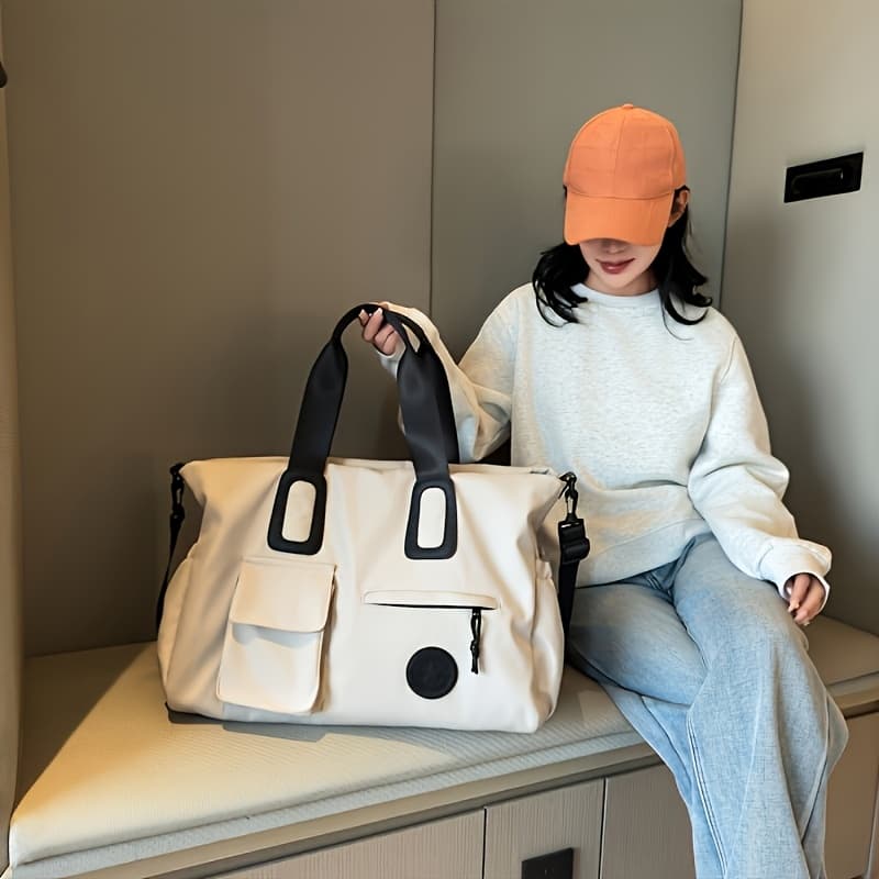 TEMU Spacious Travel Tote, Easy-to-carry Luggage, Gym Featuring A Shoulder Strap, Laptop Carrier, Ideal For Short Trips, Handheld Design