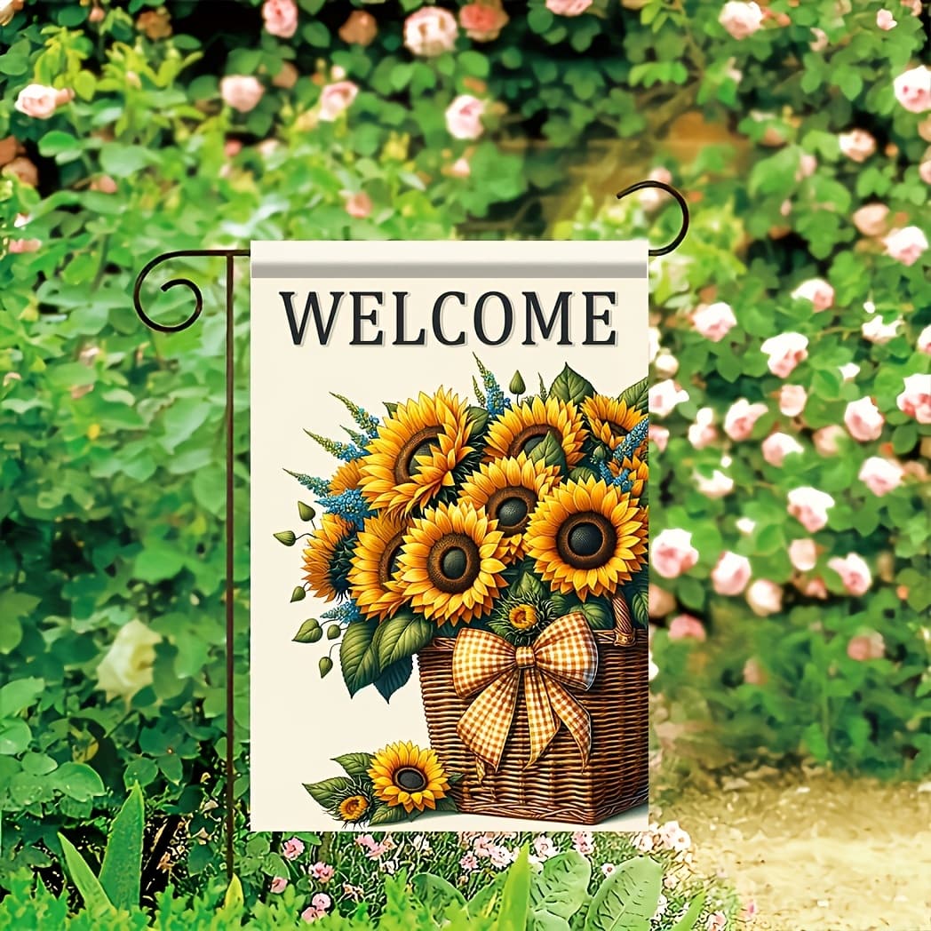 TEMU Sunflower Flag - 18x12 Inches, Made Of Polyester, Perfect For Seasonal Outdoor Decoration During Spring, Summer, And Autumn, Suitable For Home And Yard Decor - Pole Not Included (1pc)