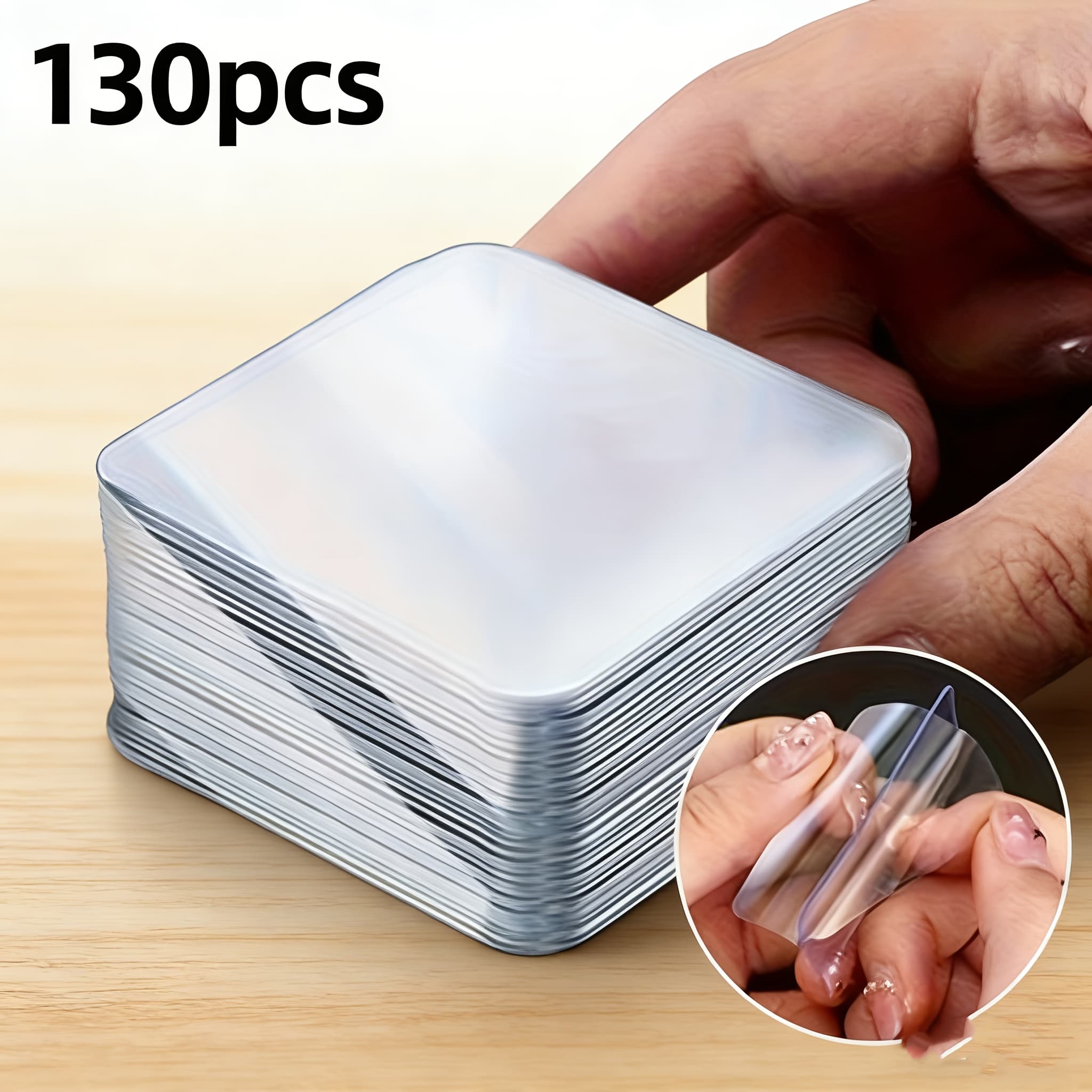 TEMU 130pcs Of Ultra-strong No-punch Double-sided Nano Tape, A Transparent Adhesive Tape For Auxiliary Fixing, As Magic Double-sided Tape