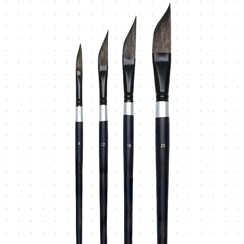 TEMU 4pcs Watercolor Brush Set -grade Brushes, With Chisel Handles And Ergonomic Sleeve Design. Absorbent Natural Bristles, For And Washing - Ideal For Watercolor, Gouache