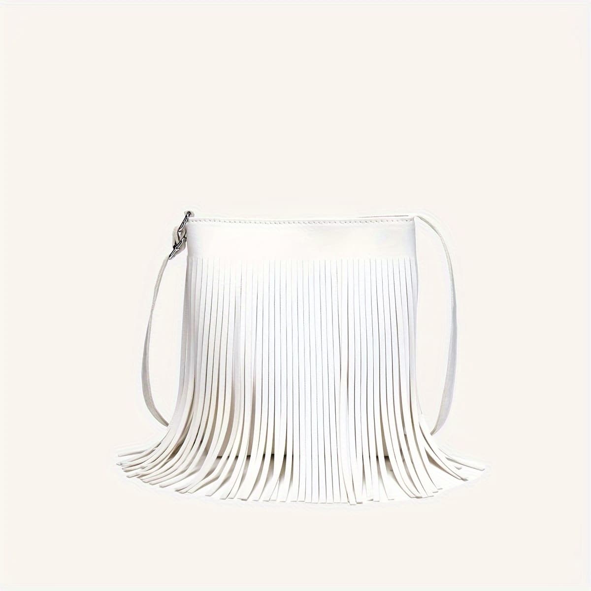 TEMU 1 Women's Vintage Tassel Vertical Bucket Bag, Bohemian Crossbody Phone Bag With Fringe, Shoulder Bag, Ideal Gift