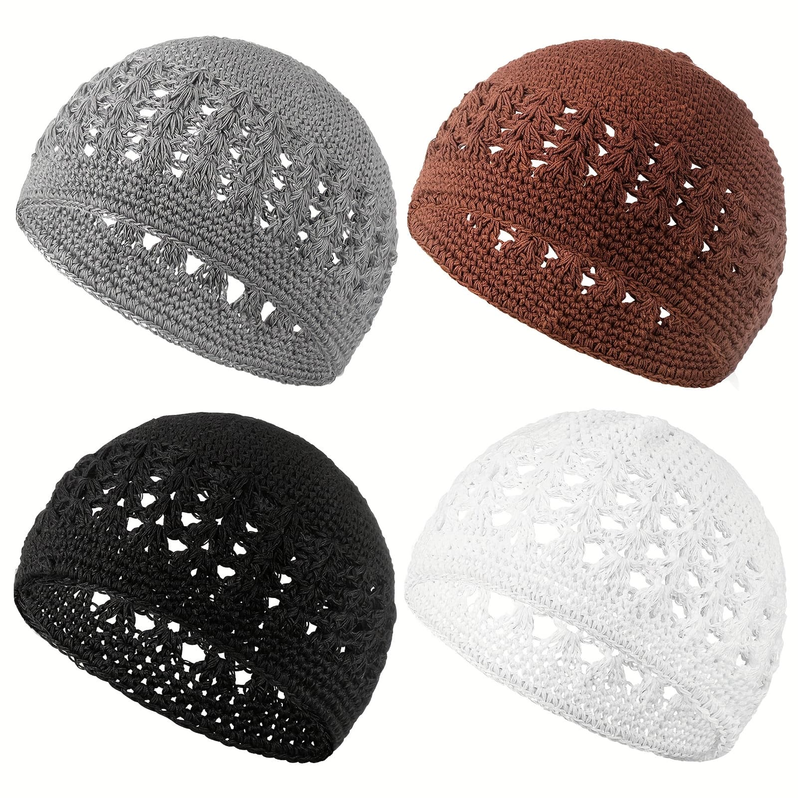 TEMU 4pcs Pack Men's & Women's Brimless Urinal Hats - Ted/crocheted Hygienic Skull Caps Suitable For, Gym, Travel & Public Restrooms