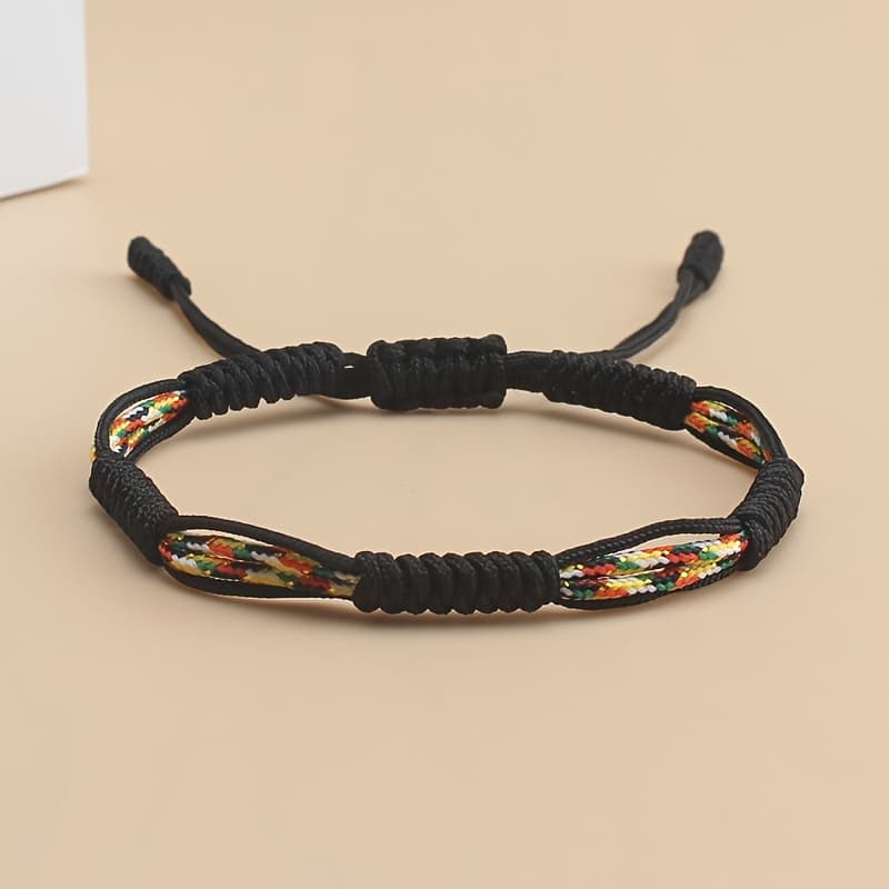 TEMU Hand-woven Rope Bracelet, Simple Adjustable Colorful Thread 7-knot Cord, Unisex Couple Ethnic Style Bracelet, Friendship Accessory Gift For