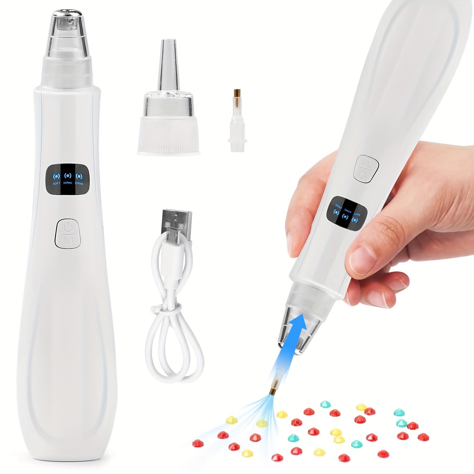 TEMU Electric Diamond Painting Pen W/vacuum Pump 3 Adjustable Suction Mode Diy Art Pickup Tool Kit